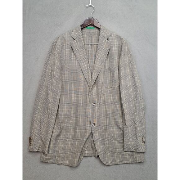 Pal Zileri Sartoriale 100% Silk Unstructured Sportcoat Men’s 46L Beige Plaid